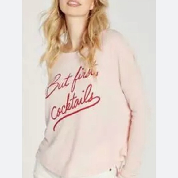 Wildfox But First Cocktails French Terry sweatshirt .‎ Preowned - Picture 1 of 5